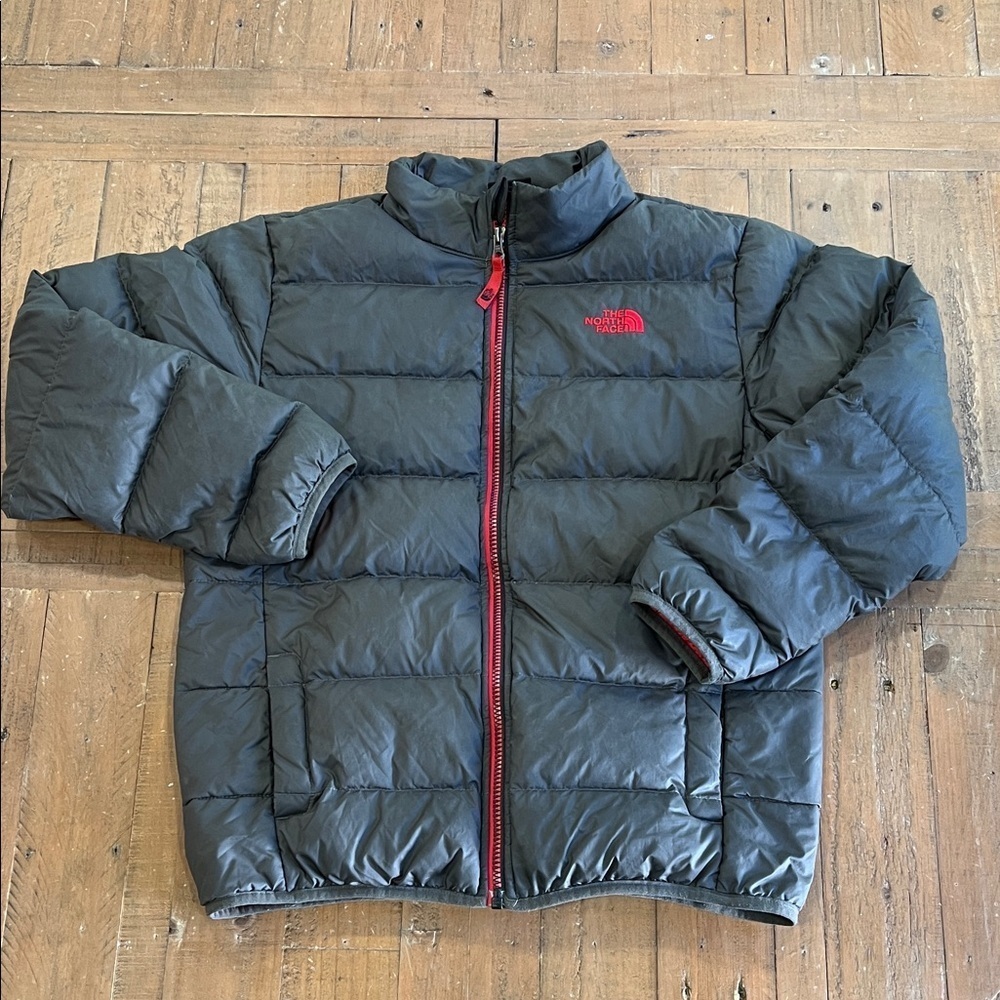 The north face 550 down filled puffer winter coat large gray water resistant